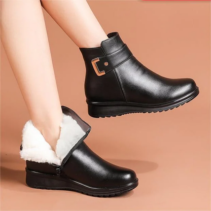 💟Genuine Leather Metal Buckle Velvet Boots🔥49% rabatt + köp 2 gratis frakt📦